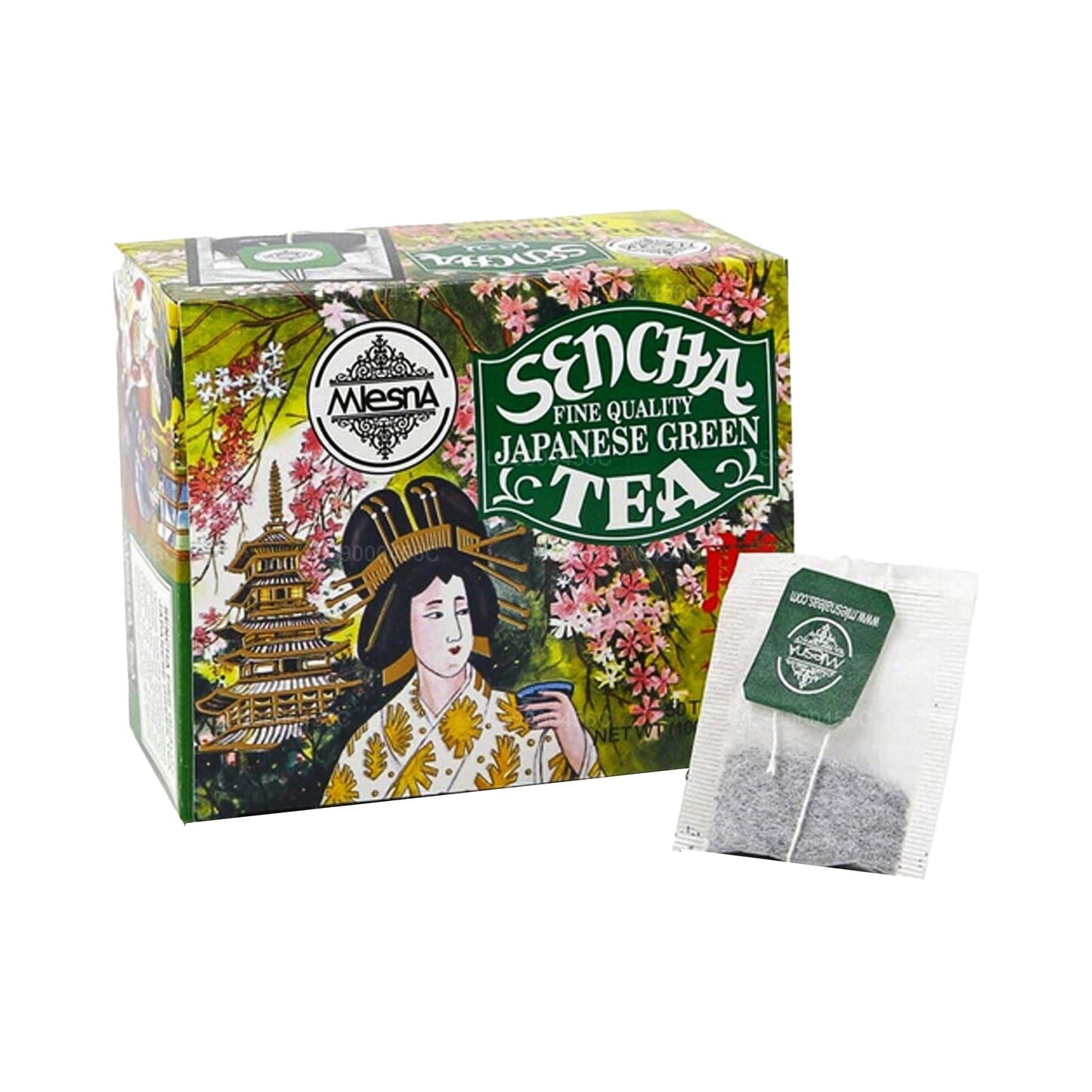 Mlesna Tea Sencha Japońska Zielona Herbata 50 torebek (100g) Sznurek & Tag