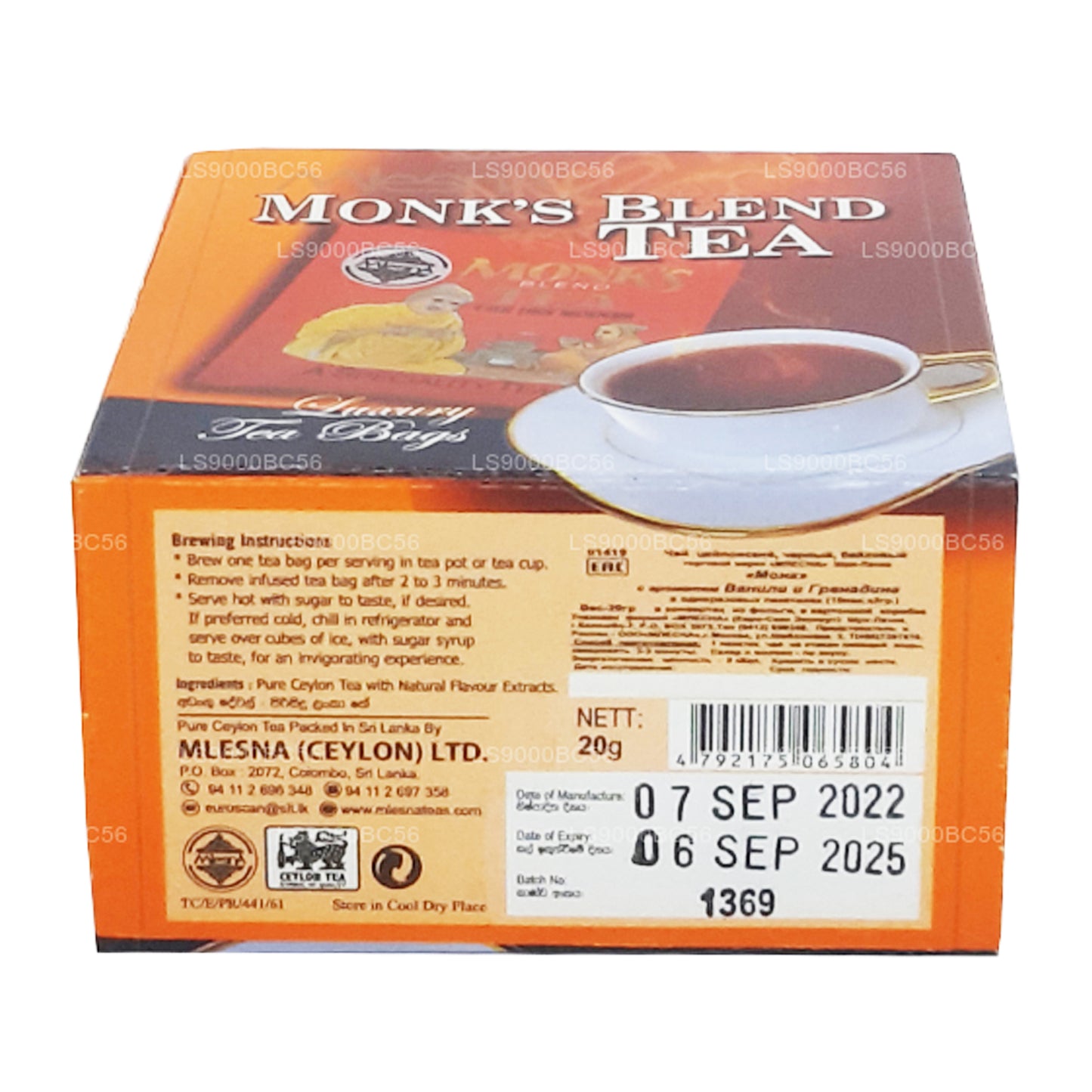 Mlesna Monk's Blend Herbata (20g) 10 luksusowych torebek herbaty