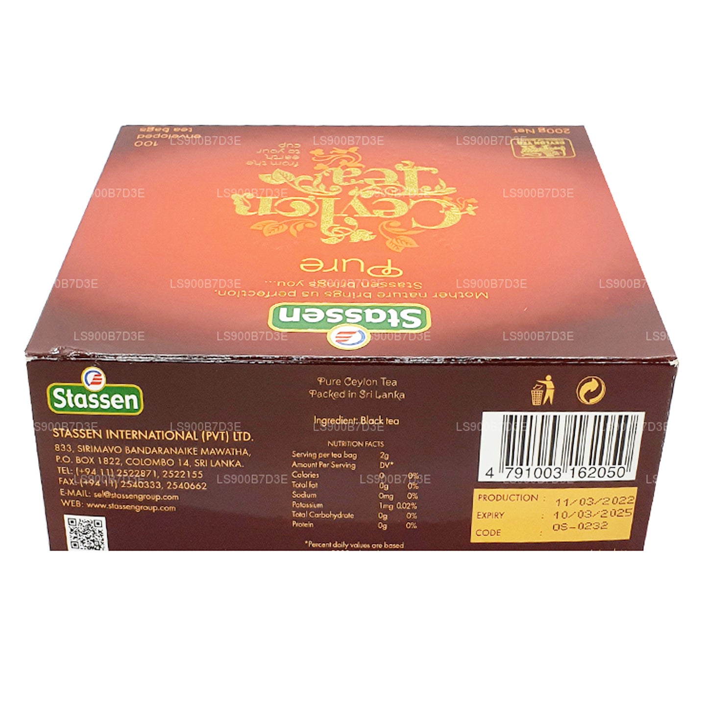 Stassen Pure Ceylon Czarna herbata (200g) 100 torebek