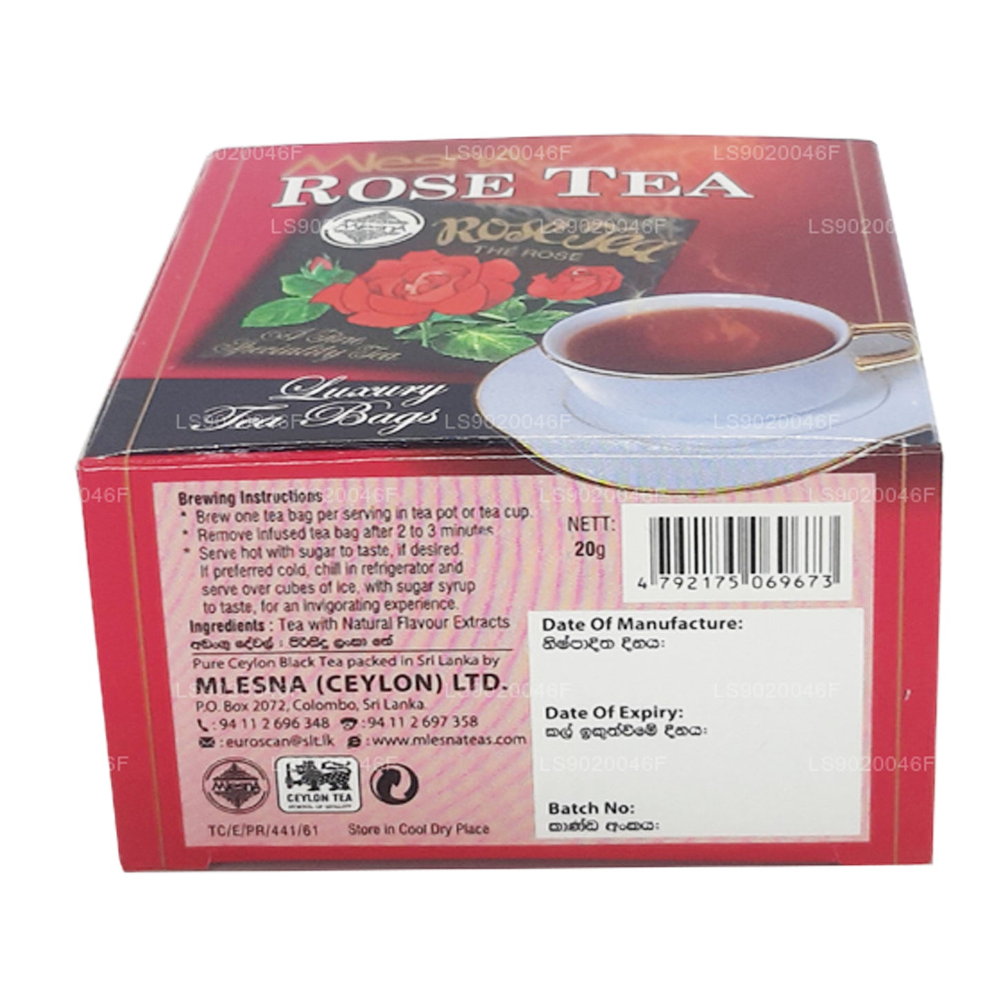 Mlesna Herbata różana (20g) 10 luksusowych torebek herbaty