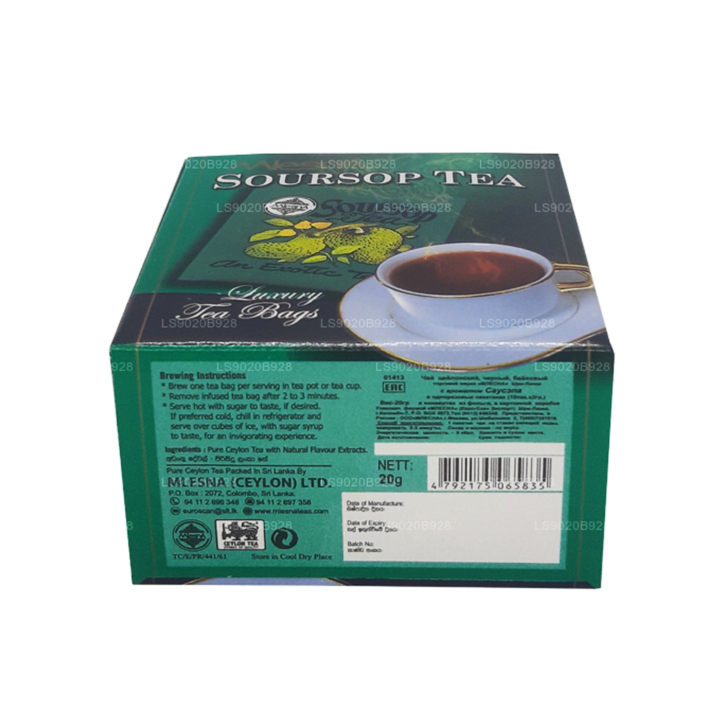 Mlesna Soursop Tea (20g) 10 luksusowych torebek na herbatę