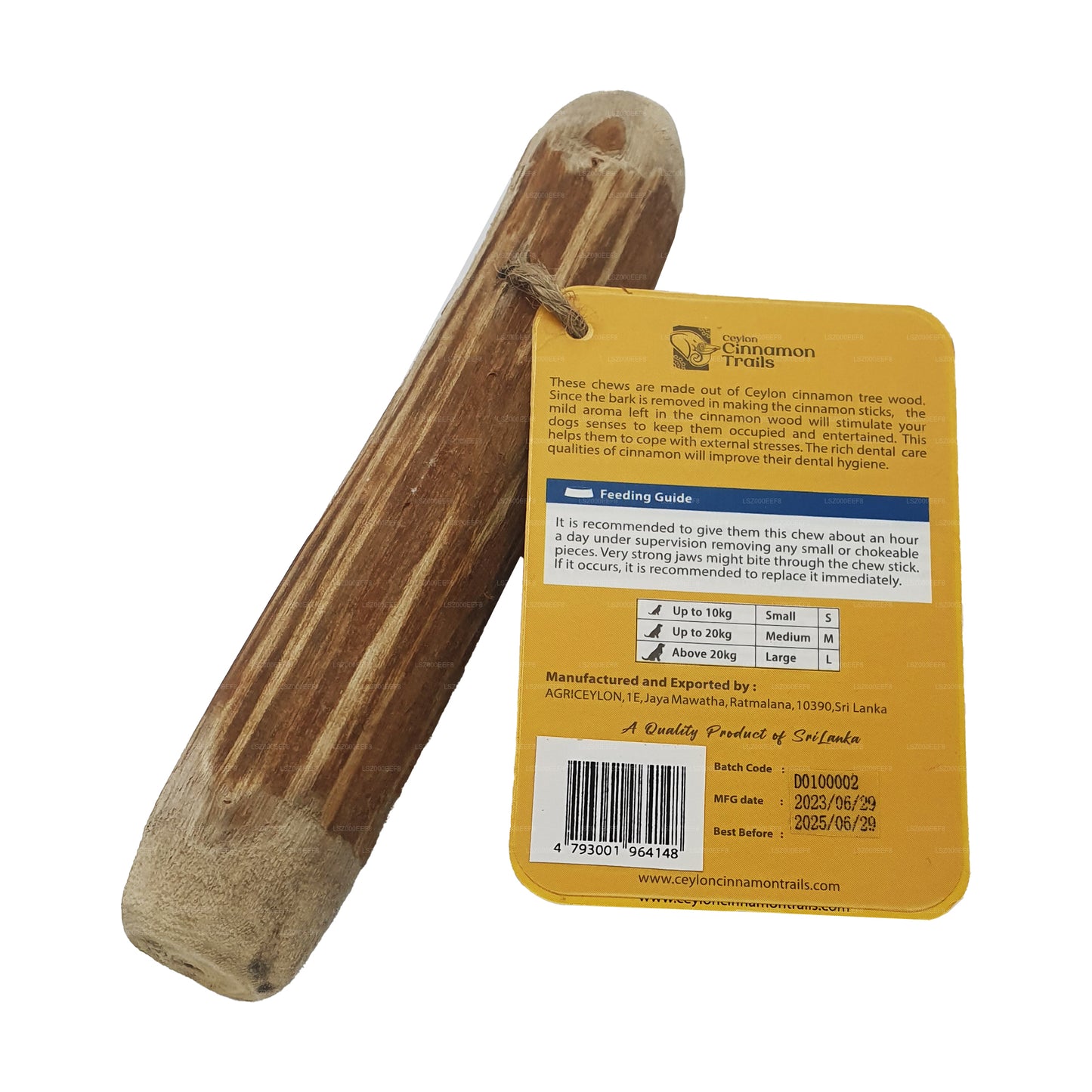Ceylon Cinnamon Trails Cinnamon Wood Dog Chew „Mały”
