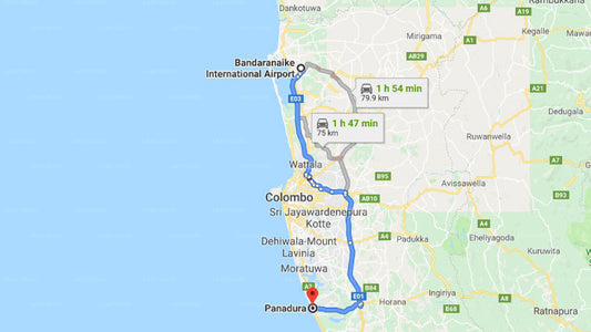 Colombo Airport (CMB) to Panadura City Private Transfer