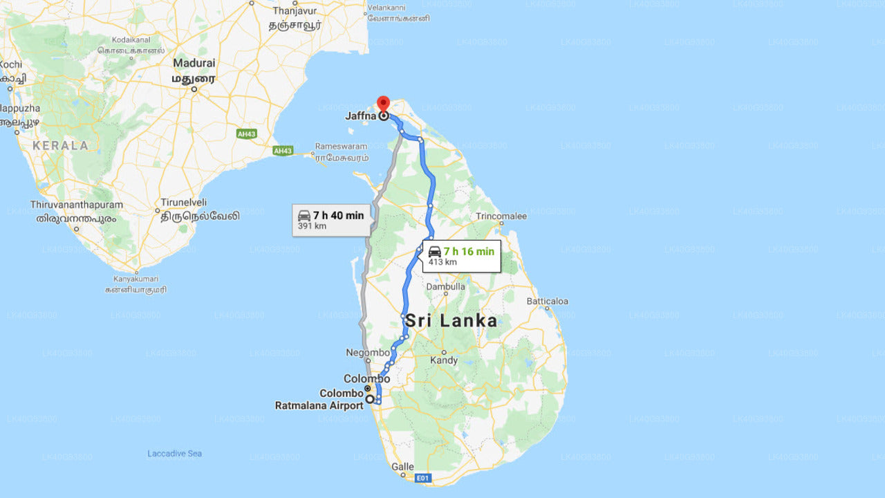 Ratmalana Airport (RML) to Jaffna City Private Transfer