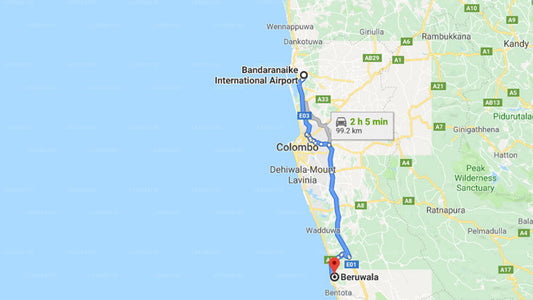 Transfer between Colombo Airport (CMB) and Muthumuni Ayurveda Beach Resort, Beruwala