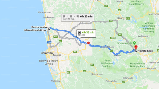 Transfer between Colombo Airport (CMB) and Midky Hotel, Nuwara Eliya