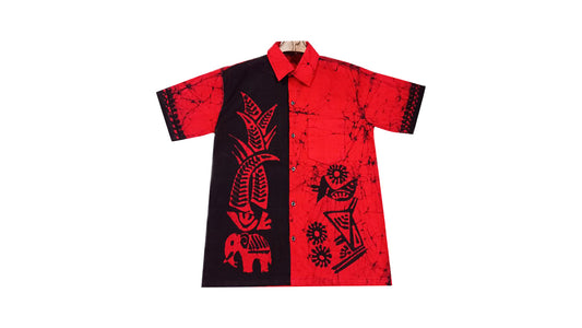 Handmade Men's Batik Shirt (Red)