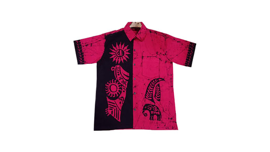 Handmade Men's Batik Shirt (Pink)