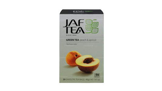 Jaf Tea Pure Green Collection Zielona herbata Brzoskwinia i morela (40g) 20 torebek herbaty